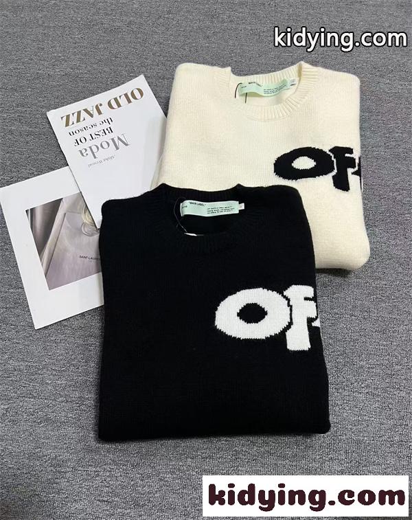 ビッグロゴ入り クルーネック仕様 大人カジュアル OFF-WHITE オフホワイト コピー セーター 注目モデル 再入荷チェック-4