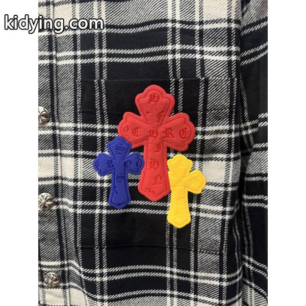 2025秋冬人気 ブラック グレー マルチクロス刺繍デザイン Chrome Hearts クロムハーツ コピー チェックシャツ-2