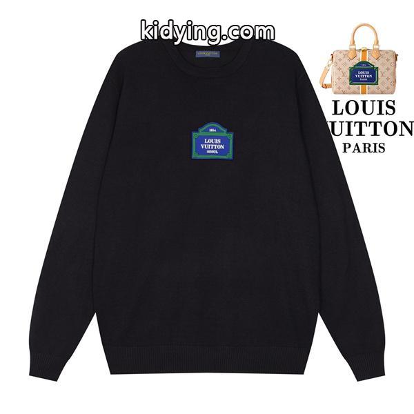 LOUIS VUITTON ルイヴィトン コピー 秋冬コーデ ニット ブラック メンズ クルーネック-1