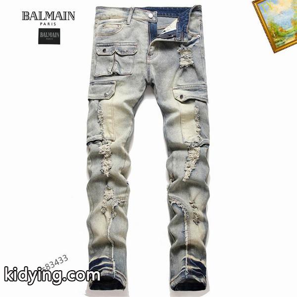BALMAIN新入荷 バルマンコピー メンズジーンズ デニム&迷彩 パネルデザイン 現代風のファッションセンス-0
