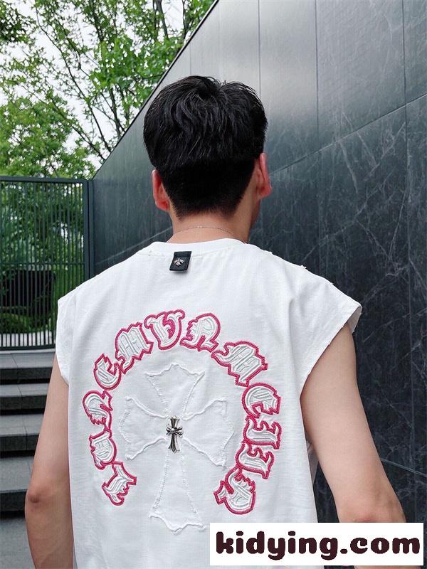 入手困難 CHROME HEARTS クロス刺繍 クロムハーツ コピー ノースリーブ ブラック タンクトップ 夏主役-8