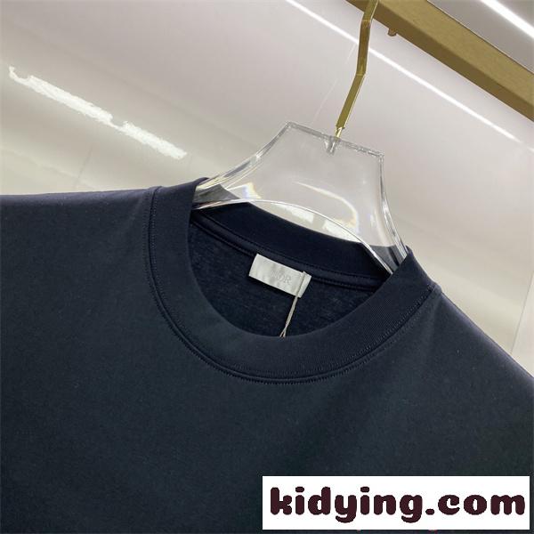 ディオール コピー シンプル設計 ミニロゴ Tシャツ 半袖 ワイドシルエット ホワイト ブラック 軽やか-7