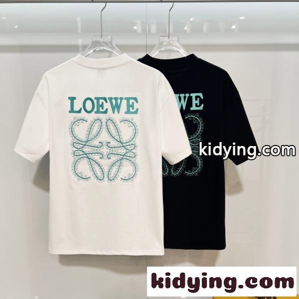 2026新作 LOEWE 激安 ロエベ 刺繍ロゴ 半袖Tシャツ コットン クルーネック オーバーサイズ-1
