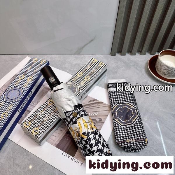 2026新作 Dior 激安 ディオール 折りたたみ傘 晴雨兼用 全自動 UVカット99% 遮熱 軽量 千鳥格子 ギフトBOX付き-8