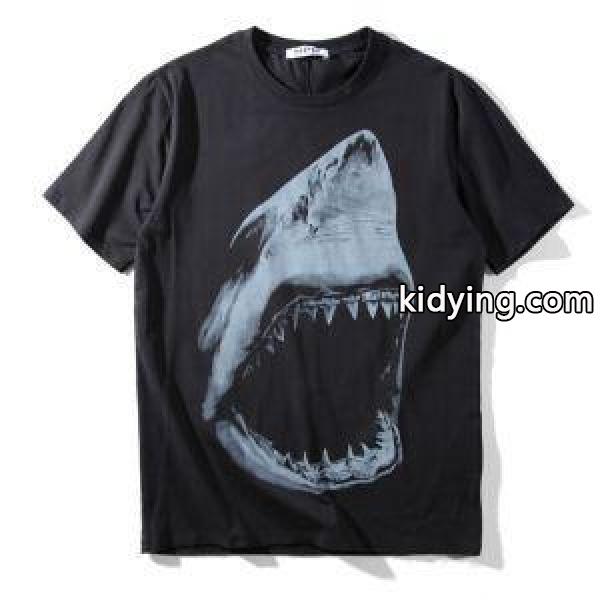 2018SS新作人気GIVENCHY Shark Print Fit T-Shirtメンズクルーネック半袖トップスジバンシーコピープリントtシャツ-0