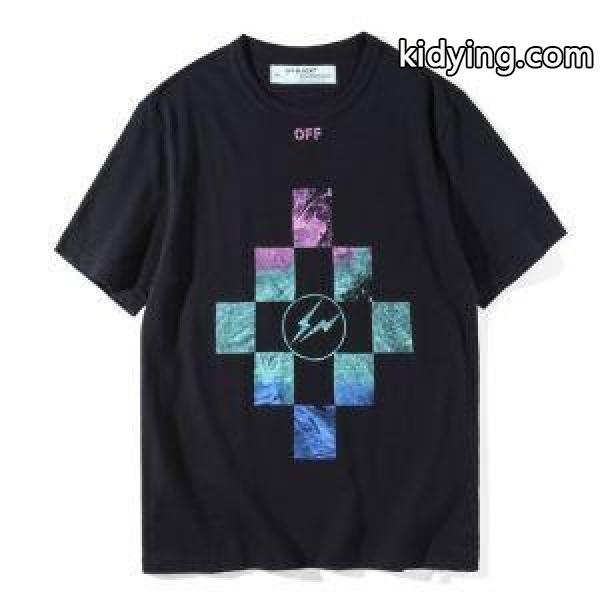 ☆夏季限定☆オフホワイト サンダーイラスト Tシャツ 2018人気モデル off-white 半袖 夏着 個性 メンズ ファッション-1
