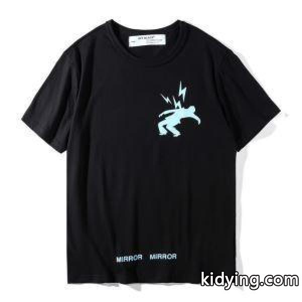 2018春夏季超人気Off-Whiteオフホワイトコピー通販のメンズのクルーネック半袖Tシャツ激安　ブラック、ホワイト2色可選-0