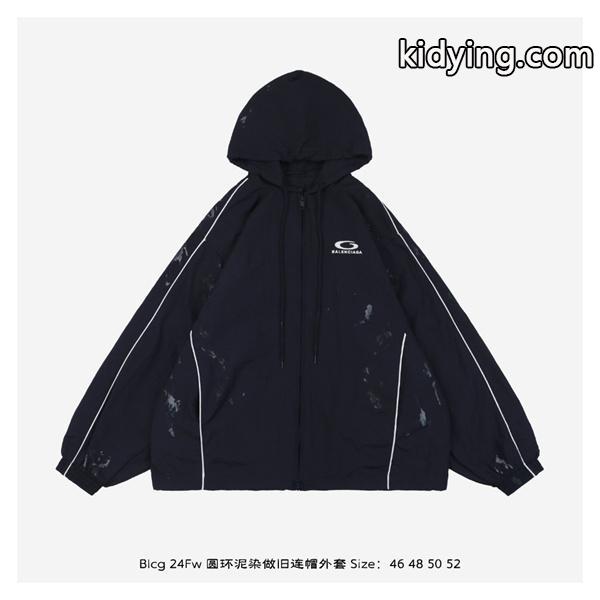 バレンシアガ 偽物 フードジャケット ヴィンテージ加工 スプラッシュデザイン 高品質 アウター BALENCIAGA-0