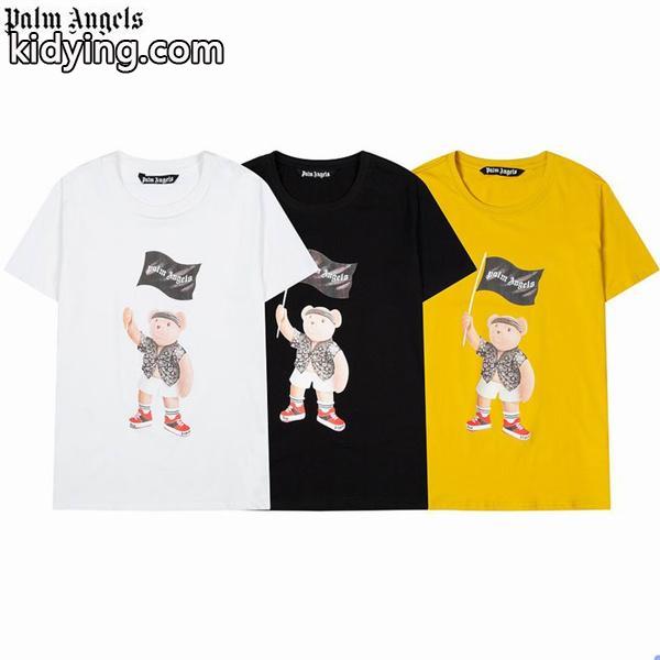 Palm Angles旗クマキャラクター入りのコットンTシャツ 多くの色を選択でき-0