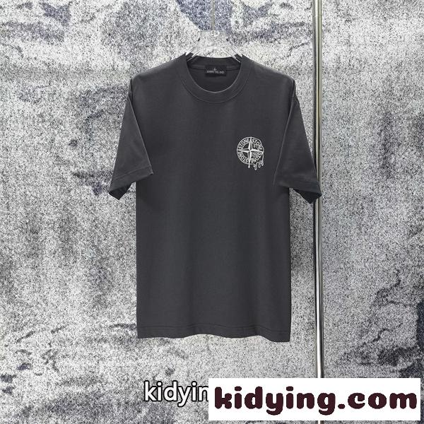 クルーネックTシャツ ミニロゴデザイン 都会派カジュアル STONE ISLAND ストーンアイランド コピー Tシャツ 普段使い 好評アイテム-4