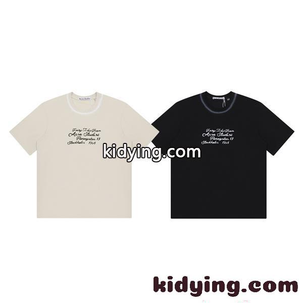 ACNE STUDIOS アクネ ストゥディオズ スーパーコピー スクリプトロゴ Tシャツ 半袖 ホワイト ブラック コットン-1