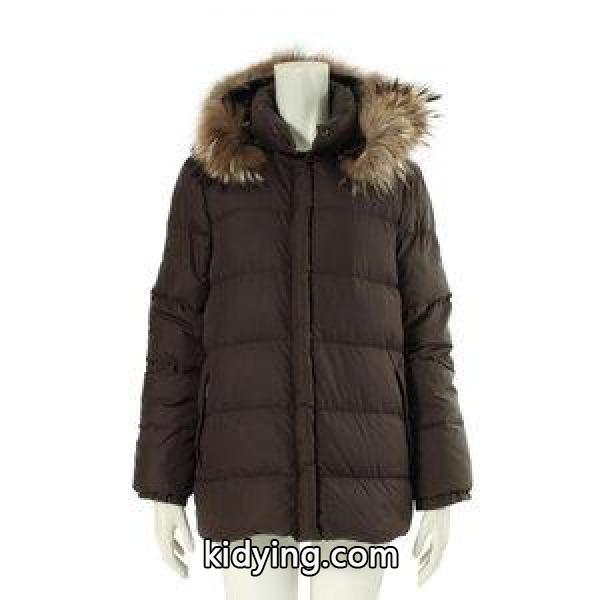 モンクレール MONCLER ダウンジャケット バレンタイン ダークブラウン 茶色 アウター ナイロン100% フェザー VALENTINE フード ファー付き レディース 通販-0