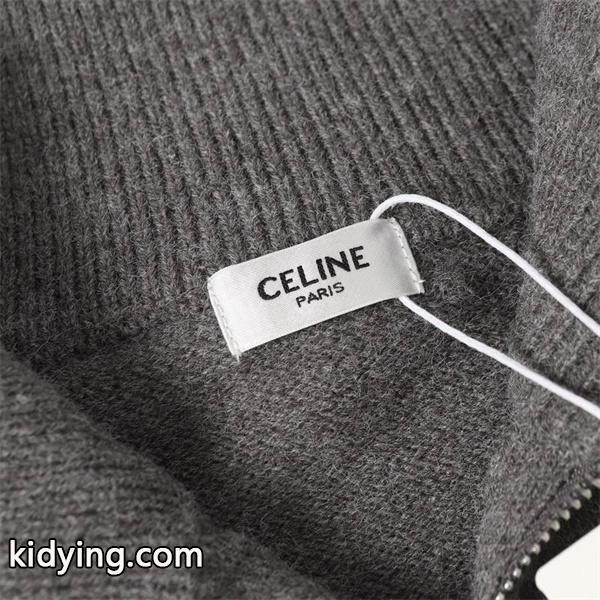 上質グレー セリーヌ コピー CELINE 2025秋冬 ハーフジップ カシミアニット 季節限定モデル-4