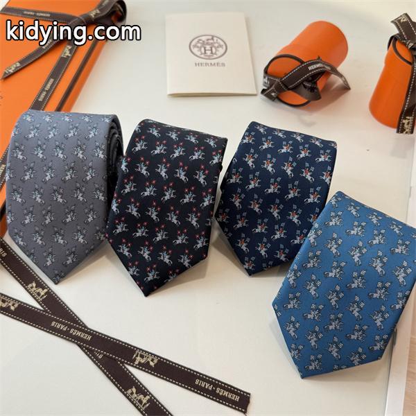 エルメスHermes激安メンズ手工縫製シルクネクタイ斜纹真丝动物柄遊び心デザインフランス製幅7cm-6