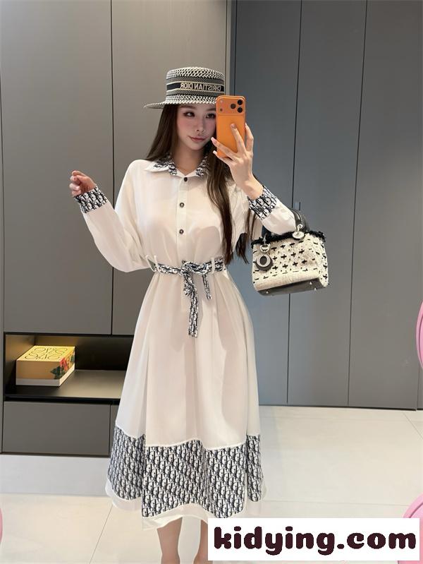 DIOR ディオール コピー 新作 ホワイト モノグラム 上品 クラシック レディース ワンピース-1