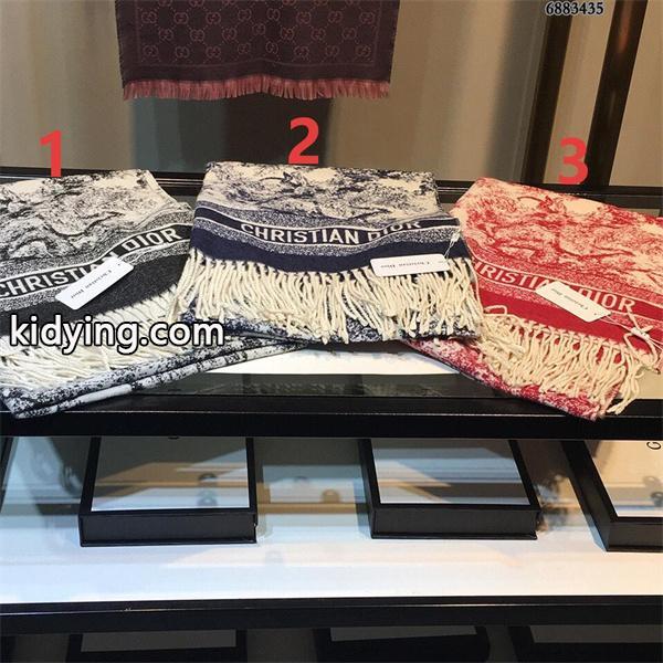 存在感デザイン DIOR ディオール コピー 大判ストール ネイビー配色 防寒アイテム-6