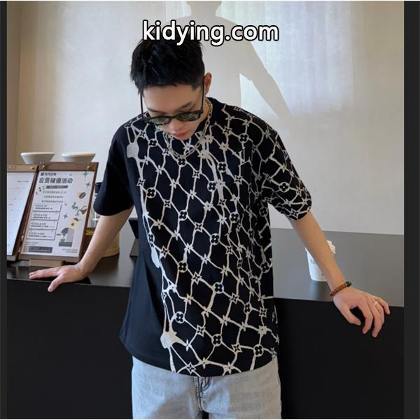 大人向けブランドヴィトンｔシャツLOUIS VUITTONスーパーコピーメンズＴシャツブラック白吸汗性優良-0