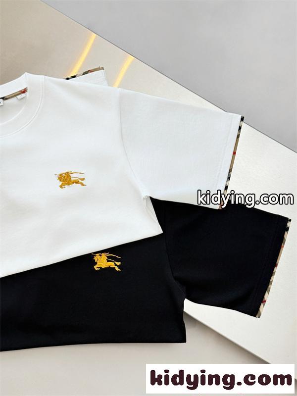 激安 メンズ バーバリー コピー BURBERRY 半袖Tシャツ クルーネック チェック切替 ロゴ刺繍 コットン素材 英倫風 カジュアル 夏-4