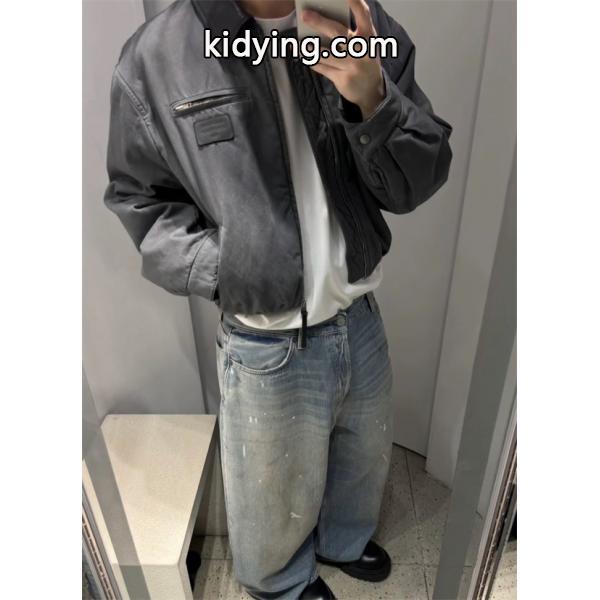 グレー ヴィンテージ加工 シンプル ジャケット 偽物 秋冬 モダン 落ち着いた アクネ ストゥディオズ Acne Studios 注目-2