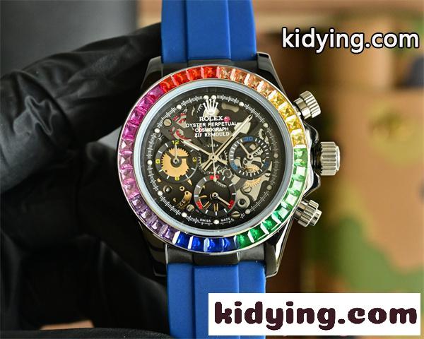 ロレックス コピー メンズ ROLEX 腕時 43mm デイトナ スケルトン ミネラルガラス クロノグラフクォーツムーブメント 高品質-8