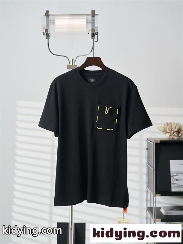 フェンディ コピー ポケット付き Tシャツ 半袖 ワイドフィット ホワイト ブラック カジュアル 日常 軽やか-6