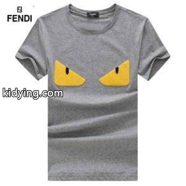 新作入荷セール相性抜群定番ロゴプリントｔシャツ半袖メンズ夏服黒白赤色グレーFENDIフェンディ t シャツ コピー-1