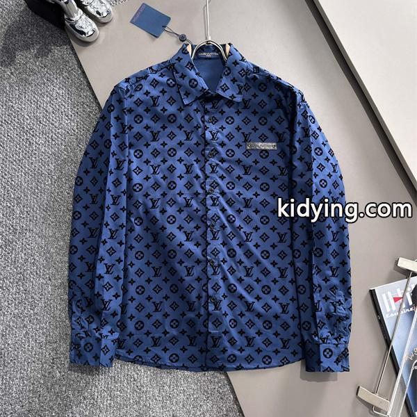 2025秋冬 総柄 シャツ ブルー 長袖 メンズ お洒落 LOUIS VUITTON ルイヴィトン コピー-0