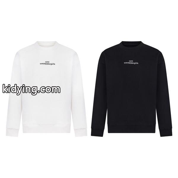 メゾン マルジェラMM6トレーナコピーシンプルロゴスウェット 無地 Maison Margielaクルーネック  ユニセックス ホワイト/ブラック-0