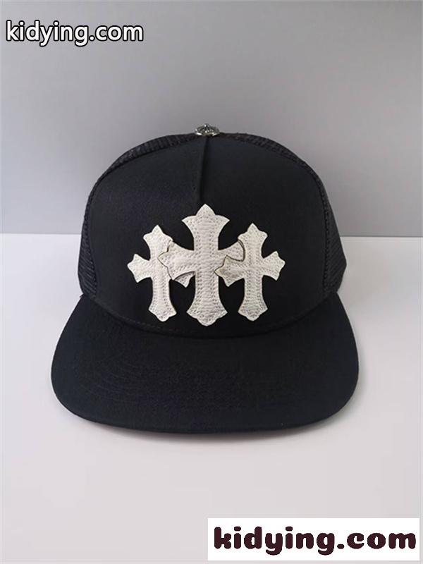 ブラック メッシュキャップ Chrome Hearts クロムハーツ コピー CHロゴ刺繍 フラットバイザー 通気パネル ストリートアクセサリー-3