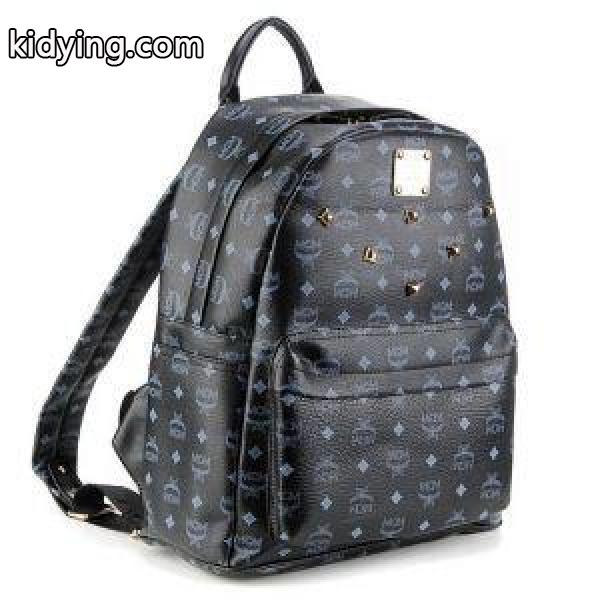 高品質 MCM レプリカバックパックエムシーエムリュックコピー旅行通学バッグレザースタッズ-0