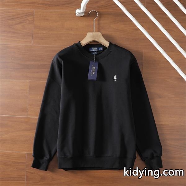 ブラック × ネイビー × グレー 円领 スウェット ポロラルフローレン POLO RALPH LAUREN 偽物 秋冬日常 シンプル ユニセックス-2