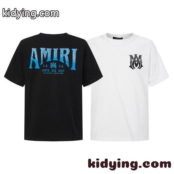 AMIRI アミリ 2026新作 ラインストーン ロゴプリント 半袖Tシャツ コットン クルーネック オーバーサイズ 人気-0