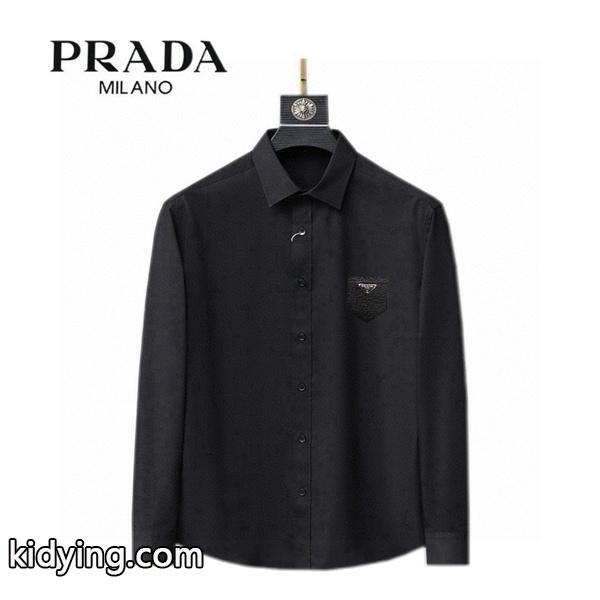 PRADA プラダ コピー 2026新作 定番人気 洗練デザイン ミニマル ロゴ シャツ-0