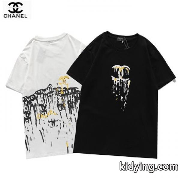 ブランド コピー 通販 CH⚪NEL 海外セレブ愛用 2021春夏新作 Tシャツ/半袖 落書き ユニセックス-0