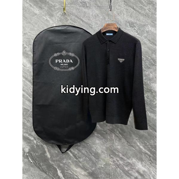ブラック / グレー セーター POLO クラシック三角ロゴ 2025秋冬洗練 プラダ PRADA コピートップス-2