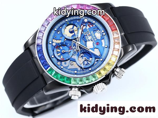 新品 ROLEX 腕時計 デイトナ スケルトン 43mm 316Lステンレス 日本製クォーツ ラバー バックル 強力夜光 ロレックス コピー-6