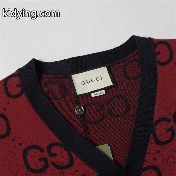 GUCCI 偽物 グラデーション GGロゴ カーディガン レッド ブラック ニット アウター グッチ-1