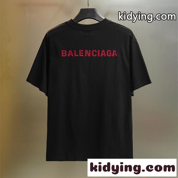 BALENCIAGA 半袖Tシャツ 刺繍 ワンポイント バレンシアガ 偽物 洗練 ベーシック 上品 快適-0