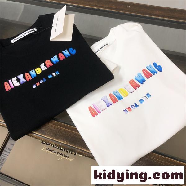 アレキサンダーワン コピー 半袖Tシャツ カラーロゴデザイン シンプル清潔感 夏カジュアル Alexander wang-2
