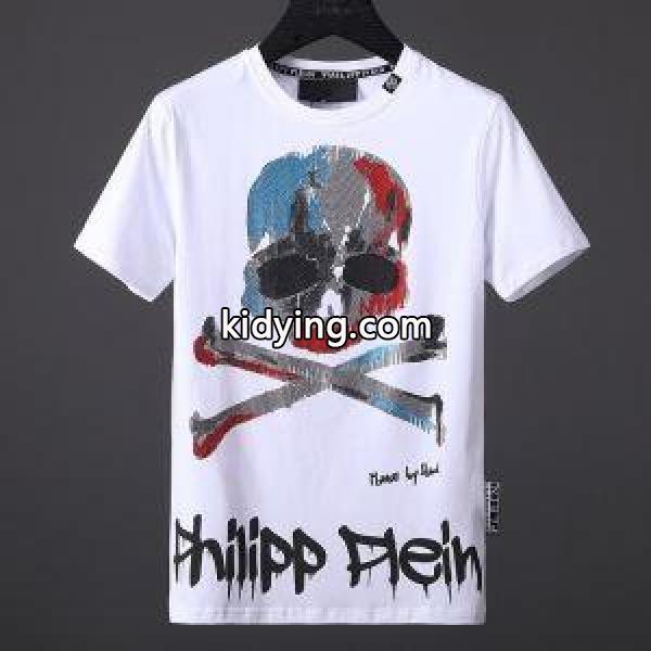 耐久性に優れた重量感のPHILIPP PLEINフィリッププレイン激安のメンズクルーネック半袖Tシャツ激安トップス-0