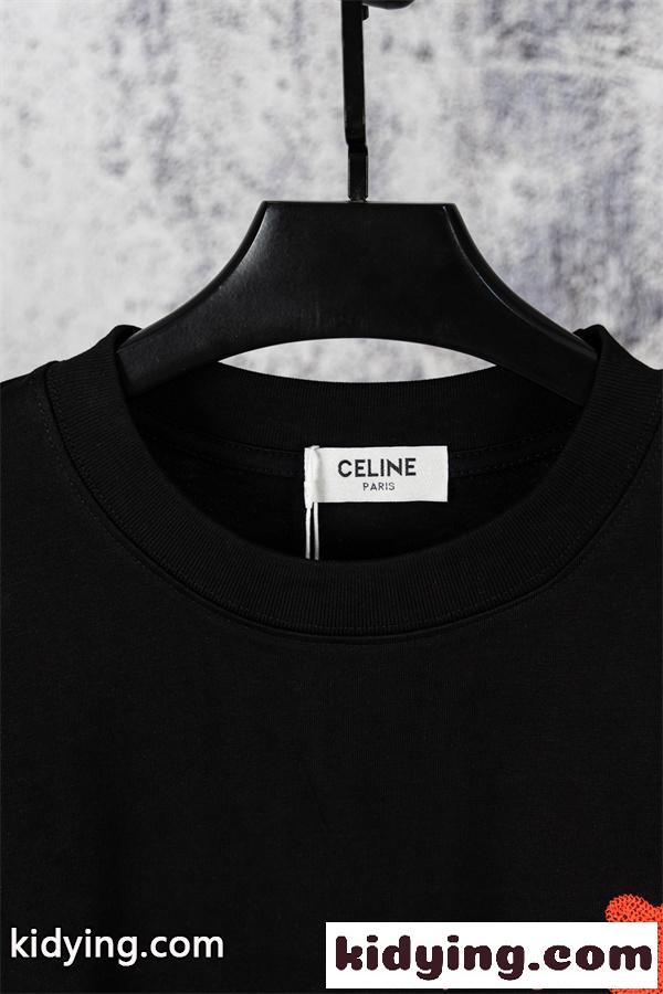 人気 ホワイト ミニロゴ刺繍 清潔感 定番 CELINE セリーヌ コピー 半袖Tシャツ-4