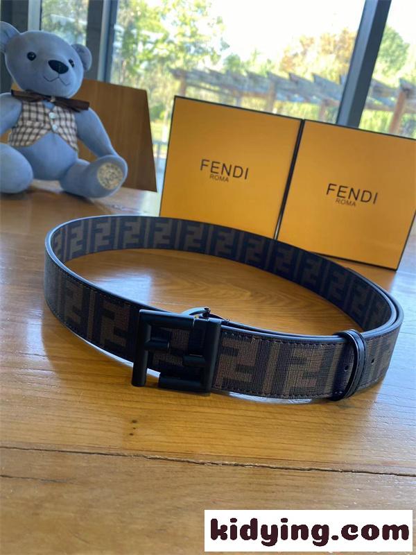 FENDIフェンディベルトコピー正規店同様 幅4.0cm 両面使用可能 FFリベル留め Cuoio Romanoレザー素材-5