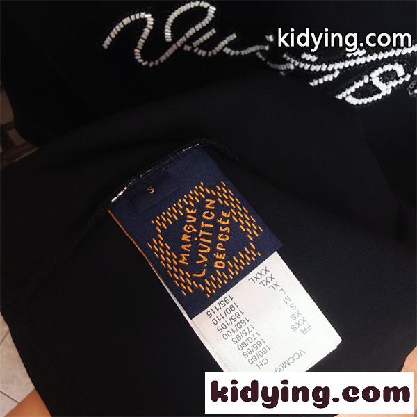 ブラック ルイ・ヴィトン コピー 半袖Tシャツ ロゴ装飾デザイン クルーネック シンプル 高級感 デイリー Louis Vuitton ルイ・ヴィトン-8