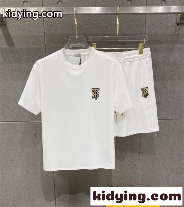 バーバリー上下着コピー BURBERRY 2026ss☆半袖Tシャツ&デニム調ショーツ セット メンズ カジュアル ストリート-0
