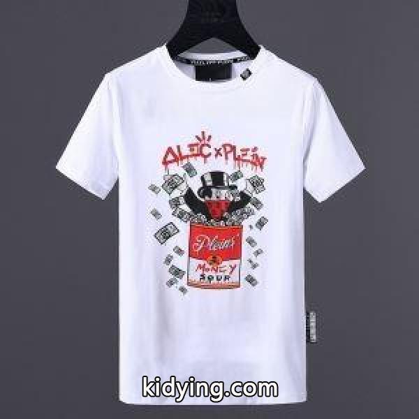タイトなフィット感がヘタらないPHILIPP PLEINフィリッププレインコピーのメンズクルーネック半袖Tシャツ激安-0