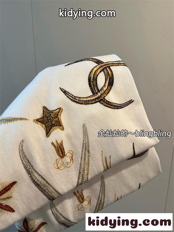 CHANEL 激安 ホワイト ロングスリーブ シャネル 海モチーフ キラキラ ビジューデザイン 偽物-6