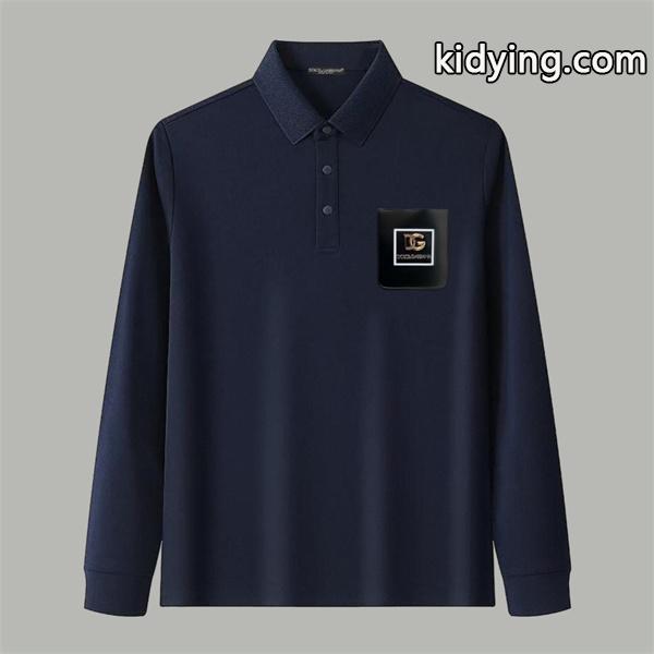 長袖T シャツ ドルチェ & ガッバーナ DOLCE & GABBANA コピー 秋冬 ビジネス ネイビー ポロ领 ポケットロゴ ロングスリーブ-1