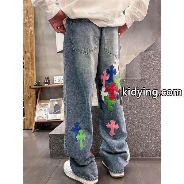 限定モデル グレー ダメージデザイン Chrome Hearts クロムハーツ スーパーコピー デニムパンツ-5
