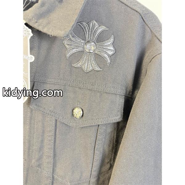 クロス刺繍 デニムジャケット ブラック 重厚 無骨 存在感 CHROME HEARTS クロムハーツ コピー-4