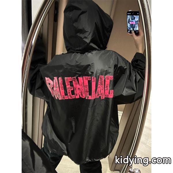 BALENCIAGA コピー フードジャケット ロゴプリント ナイロン素材 オーバーサイズ アウター バレンシアガ-1